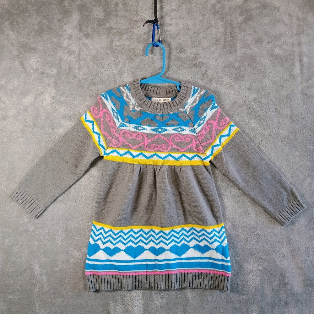 Girls Self Esteem Gray and Blue Knit Sweater Size 4